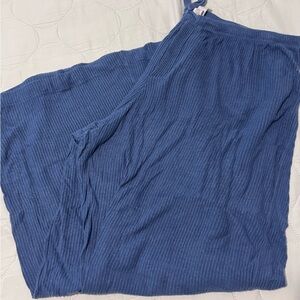 Blue ribbed pajama pants